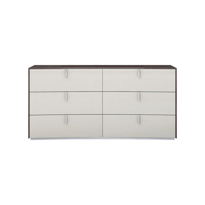 Homeroots 62" Grey Manufactured Wood Six Drawer Double Dresser