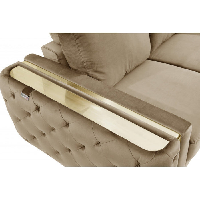 Chic 90-Inch Beige Velvet and Gold Sofa by Homeroots