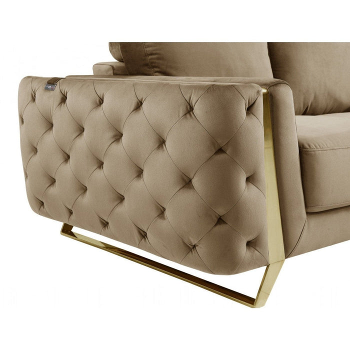 Chic 90-Inch Beige Velvet and Gold Sofa by Homeroots