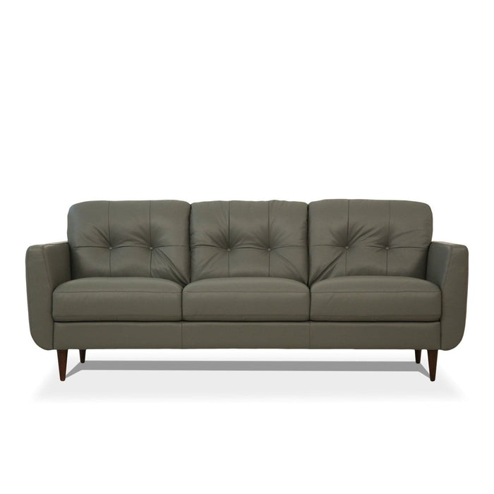 Chic 83" Green Leather & Black Sofa by Homeroots