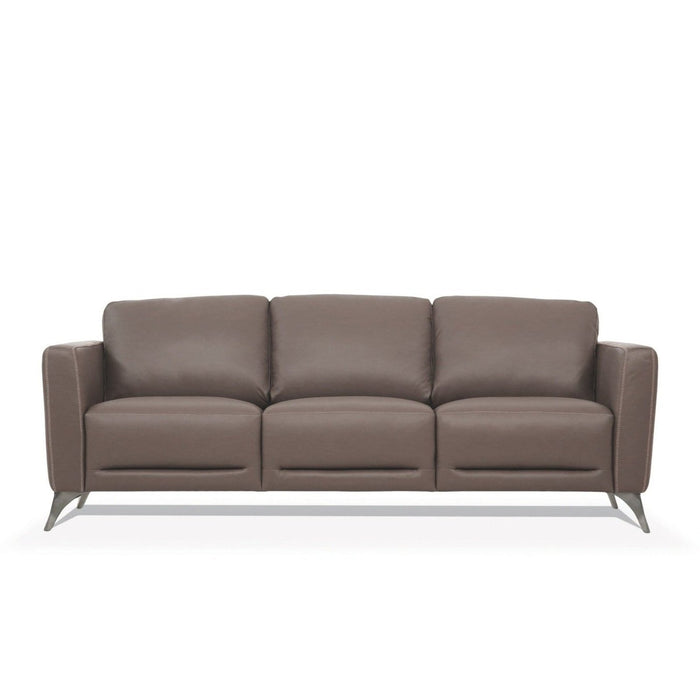 Homeroots 83" Leather And Chrome Leg Sofa