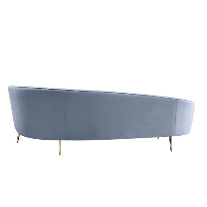 Chic Light Gray Velvet and Gold Sofa by Homeroots