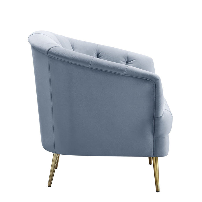 Chic Light Gray Velvet and Gold Sofa by Homeroots