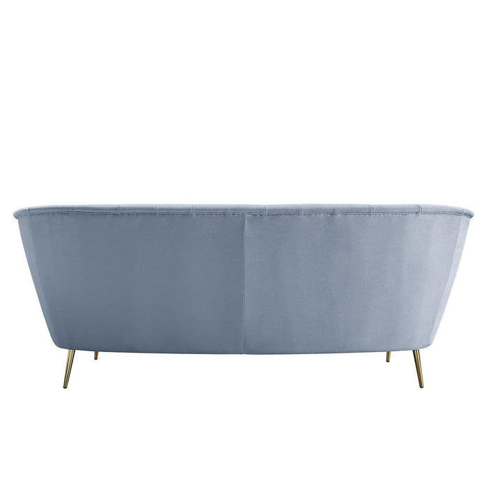 Chic Light Gray Velvet and Gold Sofa by Homeroots