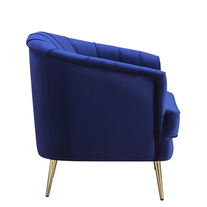 78-Inch Blue Velvet & Gold Sofa by Homeroots: Elegant Comfort for Your Space