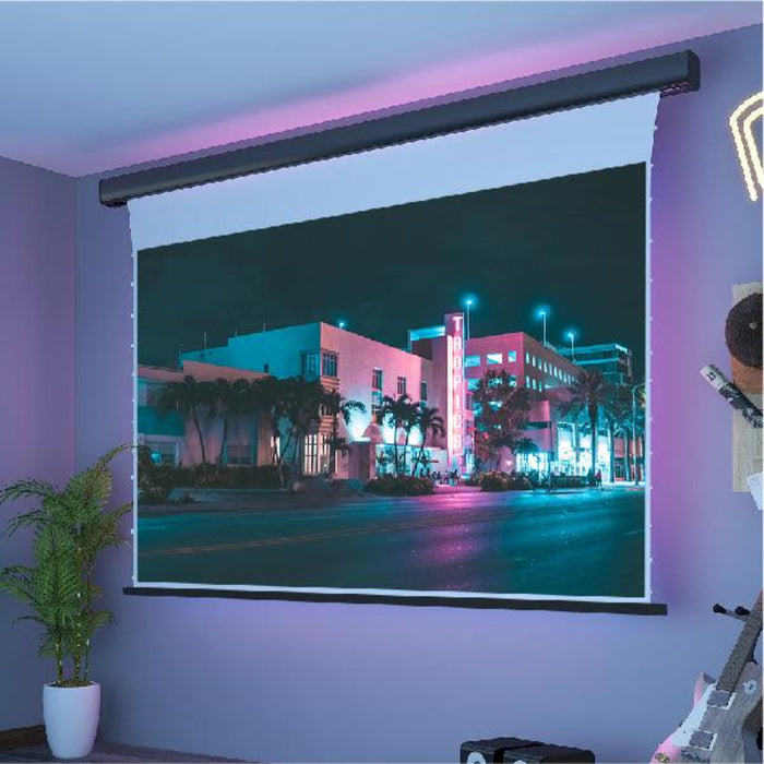 Cinema White Slimline Motorized Tension Projector Screen by VIVIDSTORM