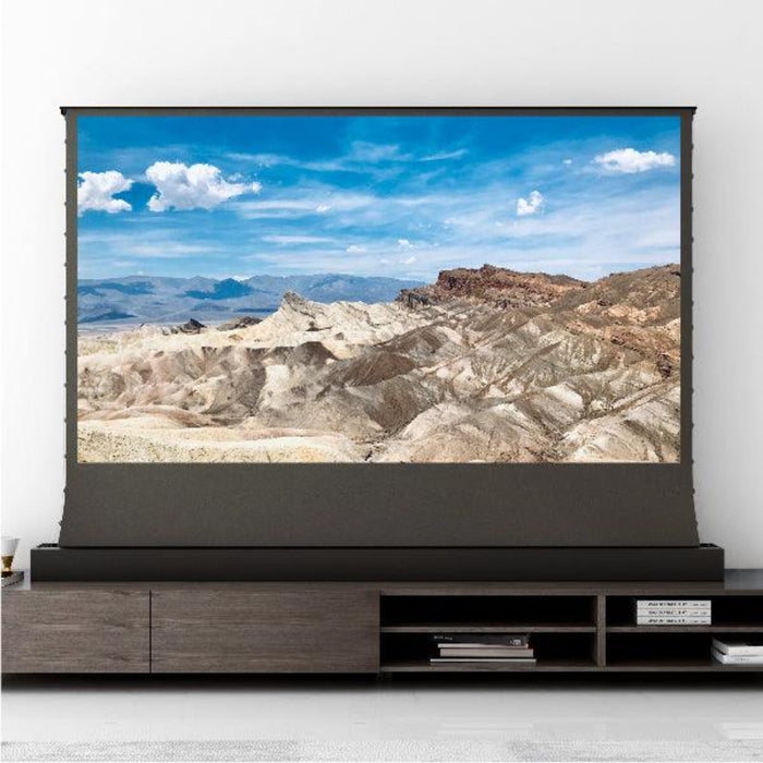 VIVIDSTORM S: Motorized Tension Floor Rising Obsidian Long Throw ALR Perforated Projector Screen