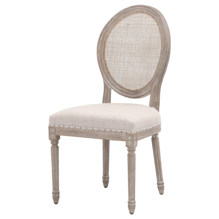 Pair of Elegant Bisque & Light Gray King Louis Back Chairs