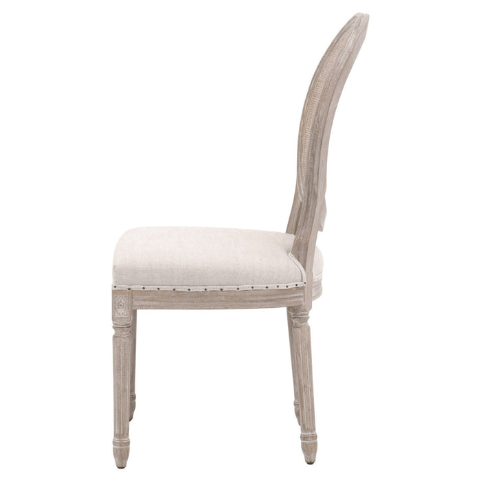 Pair of Elegant Bisque & Light Gray King Louis Back Chairs