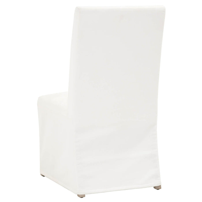 White & Brown Slipcovered Parsons Chairs - Set of 2 | Homeroots Upholstered Polyester