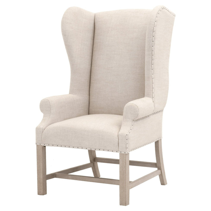 Bisque & Brown Wing Back Arm Chair - Homeroots Upholstered Elegance