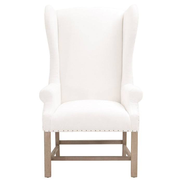 White & Brown Polyester Wing Back Arm Chair by Homeroots