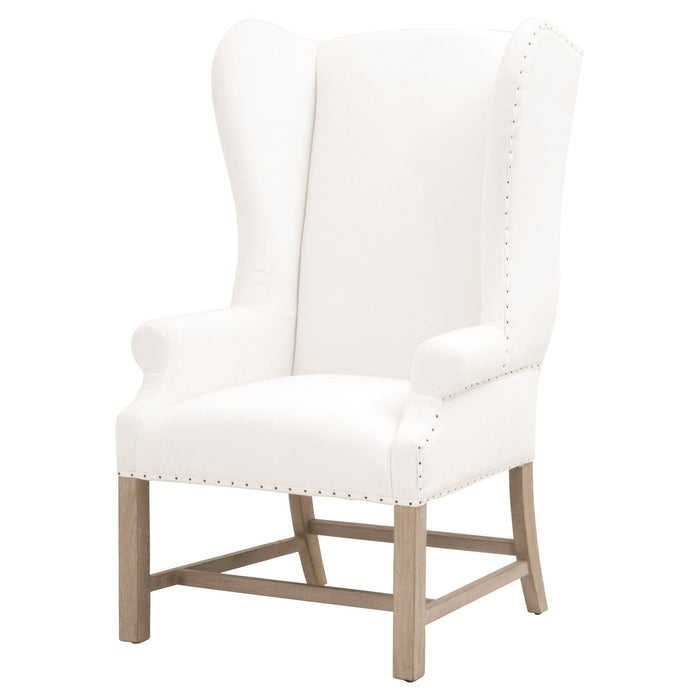 White & Brown Polyester Wing Back Arm Chair by Homeroots