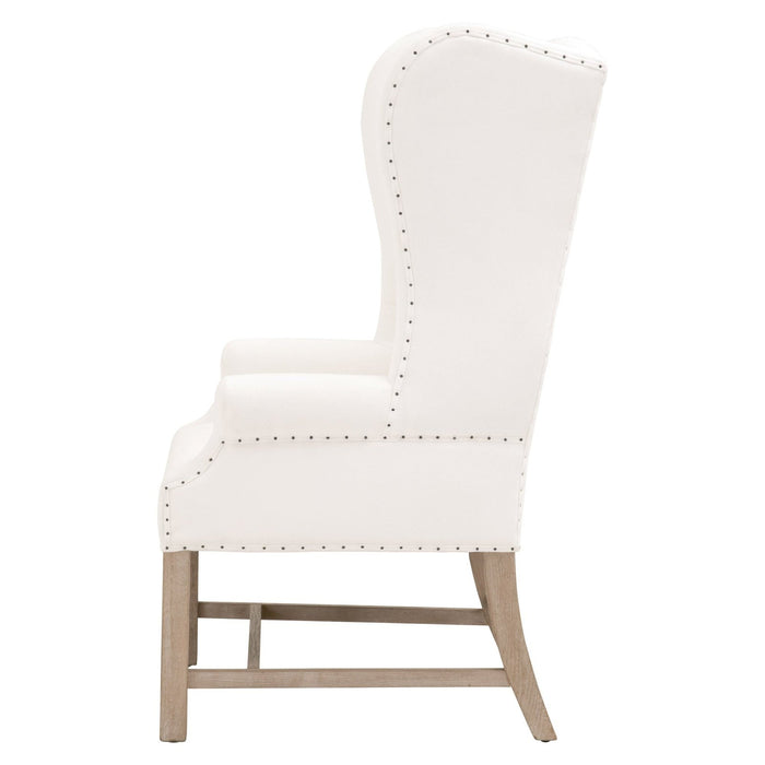 White & Brown Polyester Wing Back Arm Chair by Homeroots