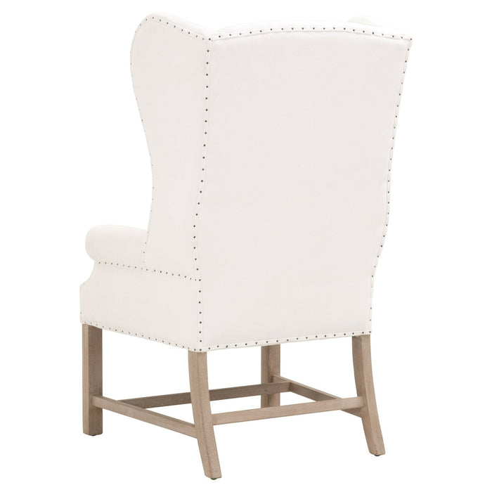 White & Brown Polyester Wing Back Arm Chair by Homeroots