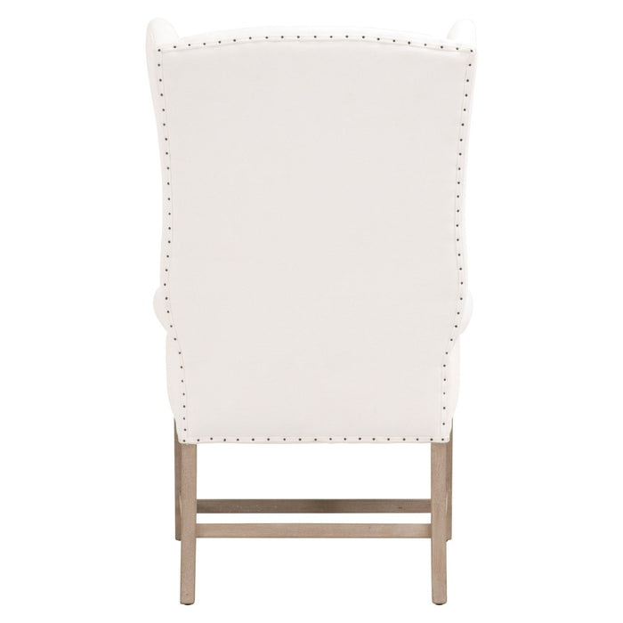 White & Brown Polyester Wing Back Arm Chair by Homeroots