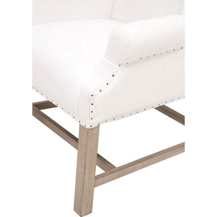 White & Brown Polyester Wing Back Arm Chair by Homeroots