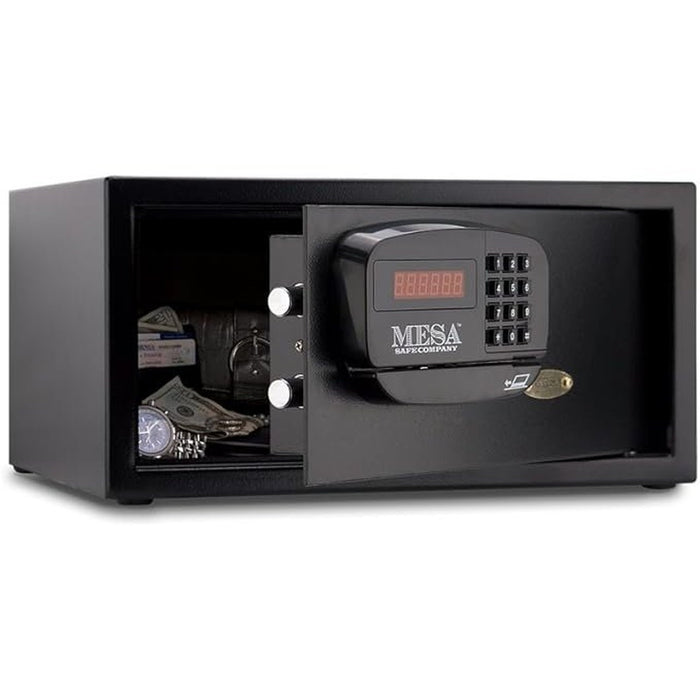 MESA  1.2 Cubic Foot Hotel Safe - All Steel with Electronic Lock - Keyed Alike - Black