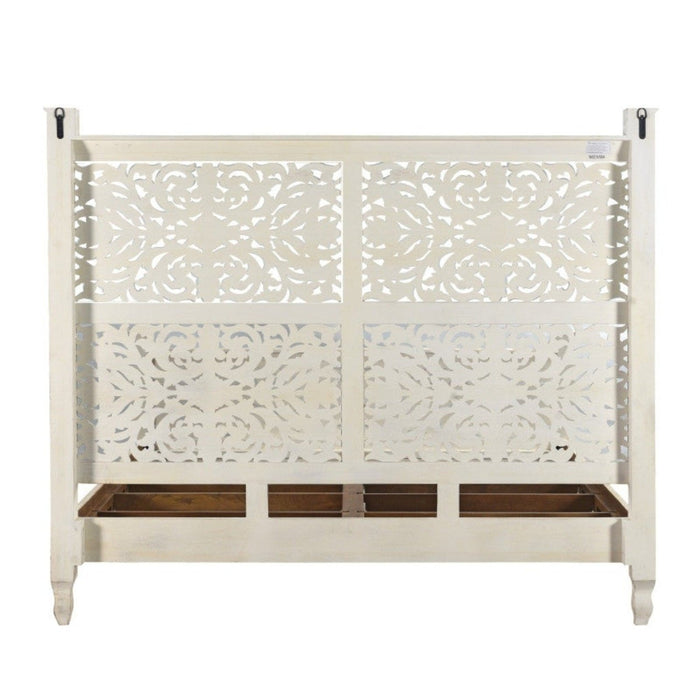 Homeroots Solid Wood King White Bed for Timeless Luxury