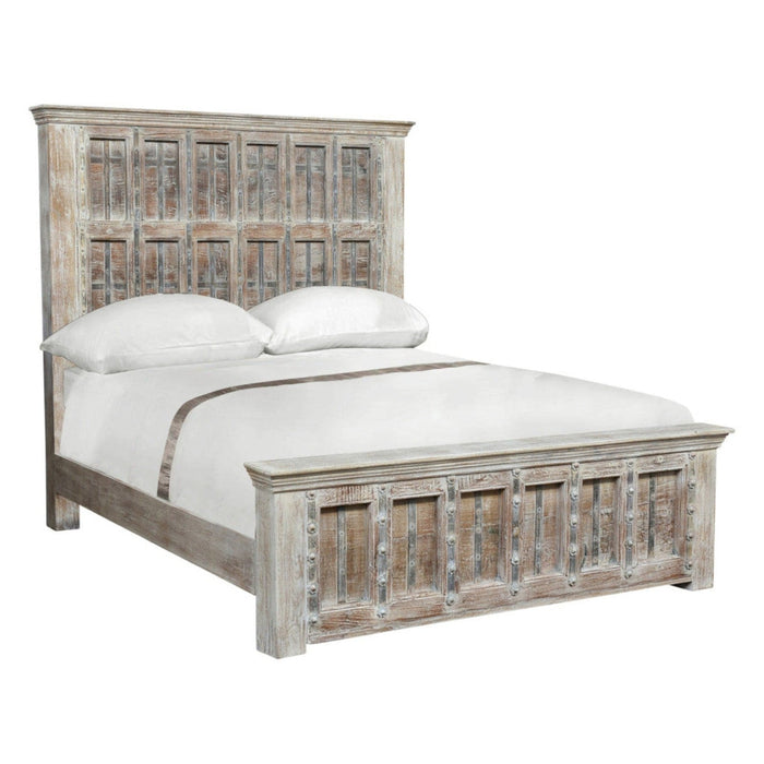 Homeroots Solid Wood Panel & Metal Queen Gray Bed