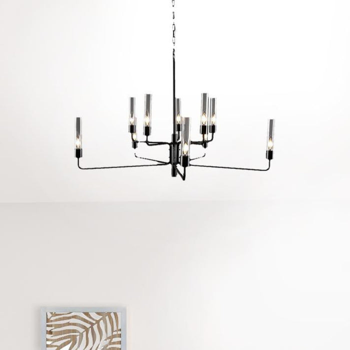 10-Light Iron and Glass Chandelier - Unique Dimmable Ceiling Fixture by Homeroots