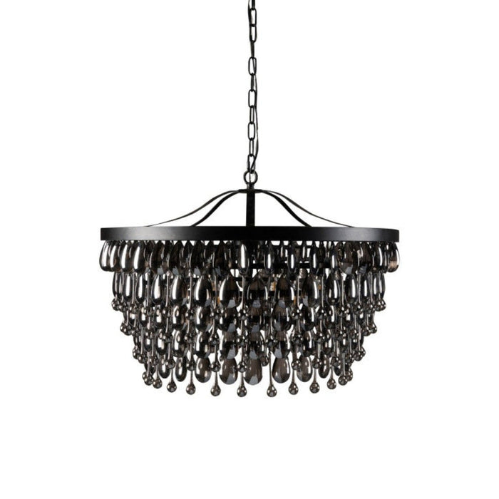 7-Light Iron & Glass Chandelier - Homeroots Dimmable Semi-Flush Ceiling Light