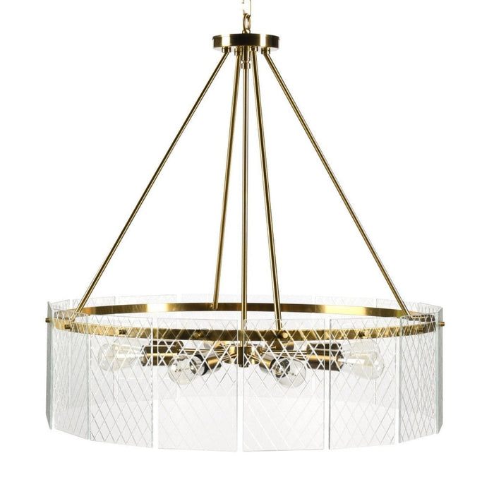 Homeroots 8-Light Dimmable Iron & Glass Chandelier - Semi-Flush Ceiling Light