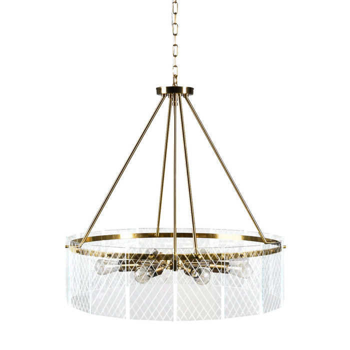 Homeroots 8-Light Dimmable Iron & Glass Chandelier - Semi-Flush Ceiling Light