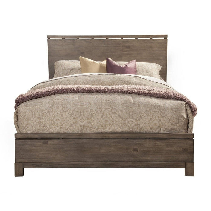 Homeroots King Bed in Elegant Gray, Constructed with Solid and Engineered Wood