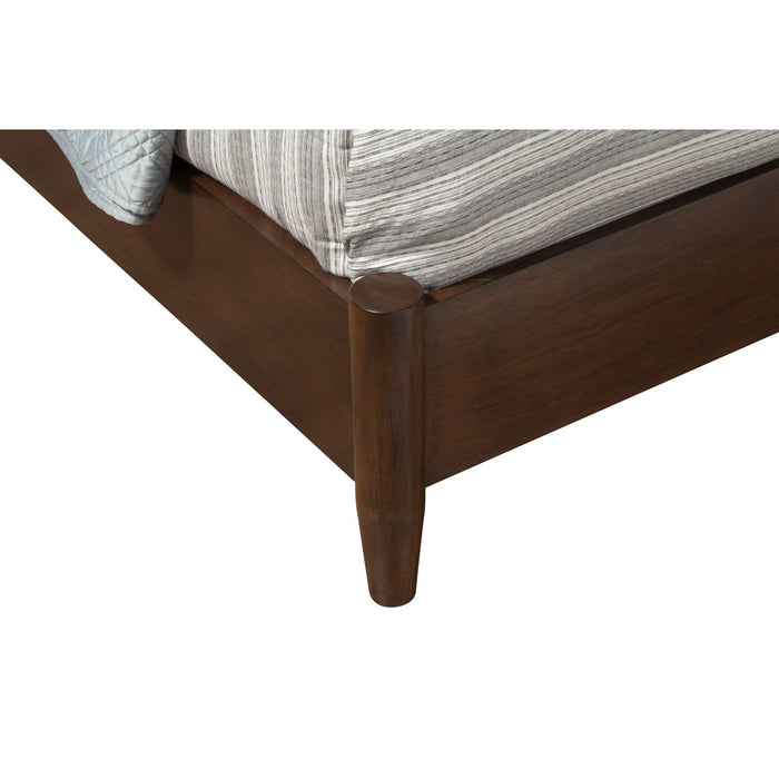 Homeroots King-Sized Bed in Rich Brown, Crafted from Sturdy Solid and Engineered Wood