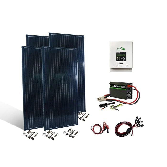 Nature Power 800 Watt High Performance Solar Kit with 4 x 200 Watt Solar Panels, 60 Amp Charge Controller & 800 Watt Inverter