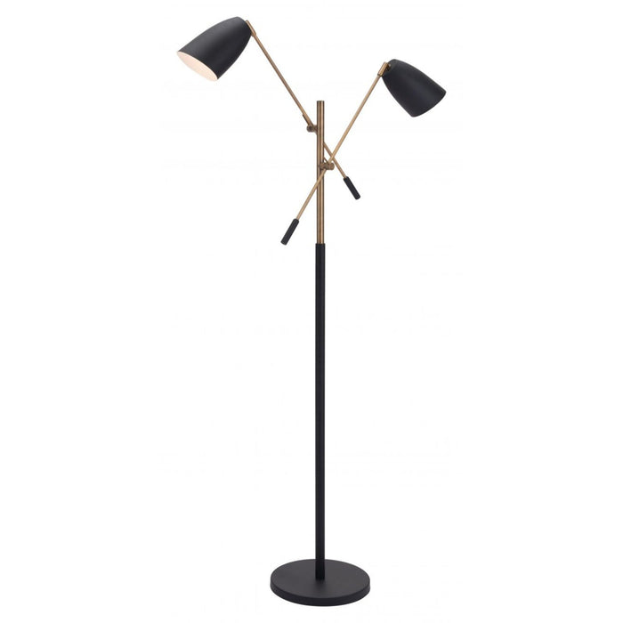 Zuo Tanner Black & Brass Floor Lamp - Stylish Illumination