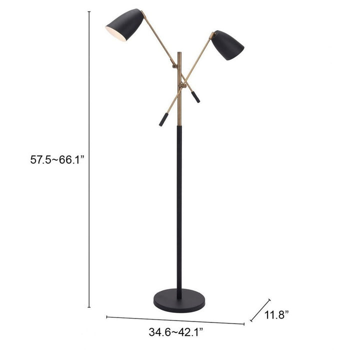 Zuo Tanner Black & Brass Floor Lamp - Stylish Illumination