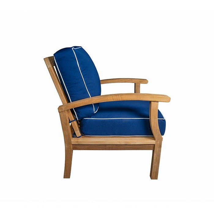 Tortuga Outdoor 4Pc Indonesian Teak Club Chair Set - 2 Club Chairs, 2 Ottomans - Sunbrella Navy