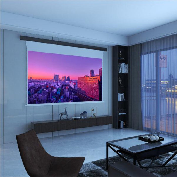 VIVIDSTORM Pearl White Cinema Plus: Motorized Tension Floor Rising Projector Screen