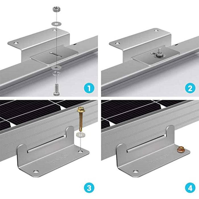 Renogy 2 Sets of Solar Panel Mounting Z Bracket (Set of 4 pieces)