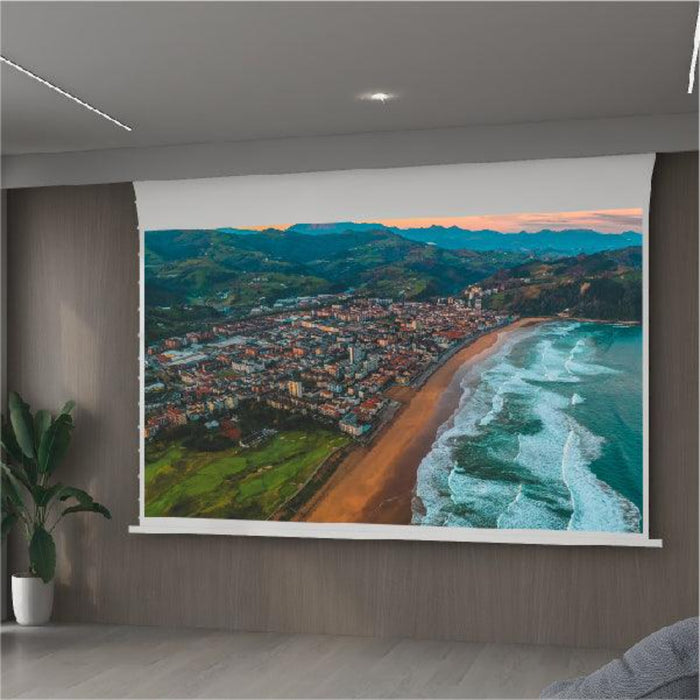 Cinema White Slimline Motorized Tension Projector Screen by VIVIDSTORM