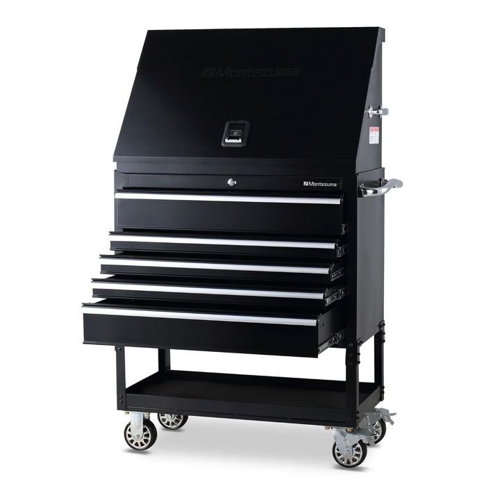 Steel Montezuma Utility Cart with 5 drawers, measuring 36" x 18"