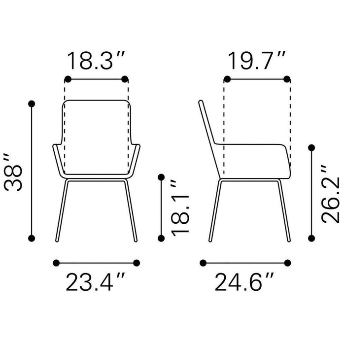 Lyon Dining Chairs: Elegant Set of 2 in Timeless Black