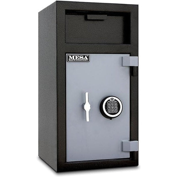 MESA 1.3 Cubic Foot Electronic Lock Depository Safe with Interior Locker - All Steel - Two tone Black & Grey