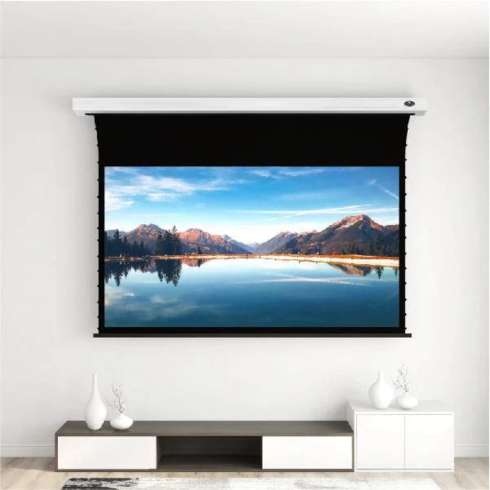 VIVIDSTORM Pearl White Cinema Plus: Motorized Tension Floor Rising Projector Screen