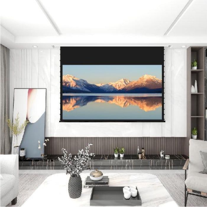 VIVIDSTORM Pearl White Cinema Plus: Motorized Tension Floor Rising Projector Screen