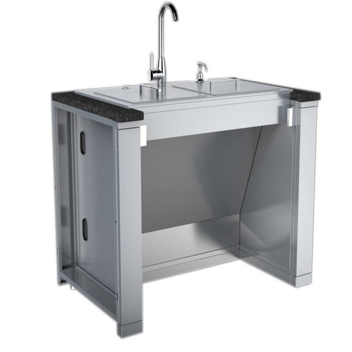 37-inch ADA Compliant Double Sink Accompanied by Covers and a Hot/Cold Faucet