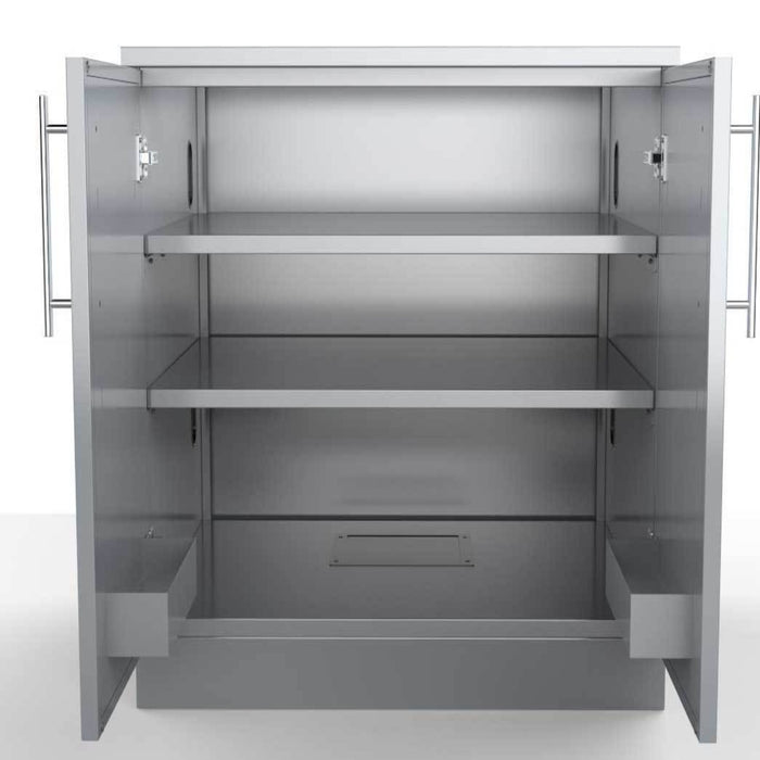 Full Height Double Door Base Cabinet - 36 inches Wide - Equipped with Two Shelves and Door Pockets