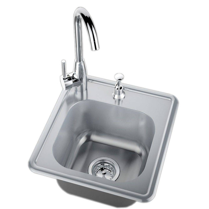 Outdoor Drop-In Single Sink with Hot & Cold Water Faucet