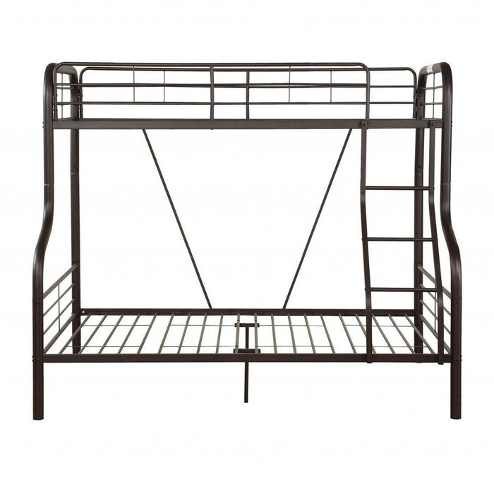 Sleek 79" X 57" X 63" Twin Over Full Black Metal Bunk Bed