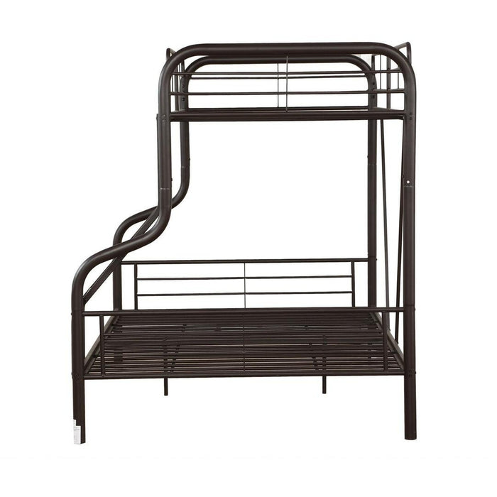 Sleek 79" X 57" X 63" Twin Over Full Black Metal Bunk Bed