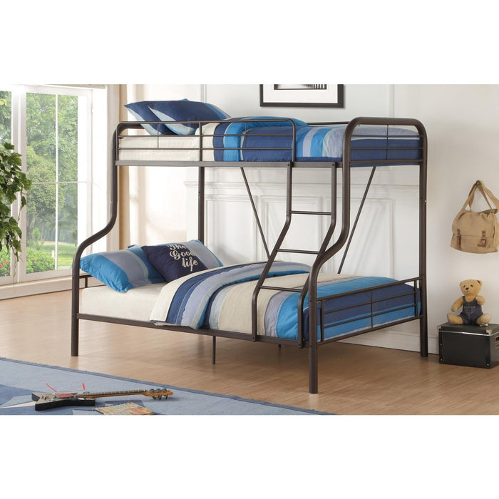 Sleek 79" X 57" X 63" Twin Over Full Black Metal Bunk Bed