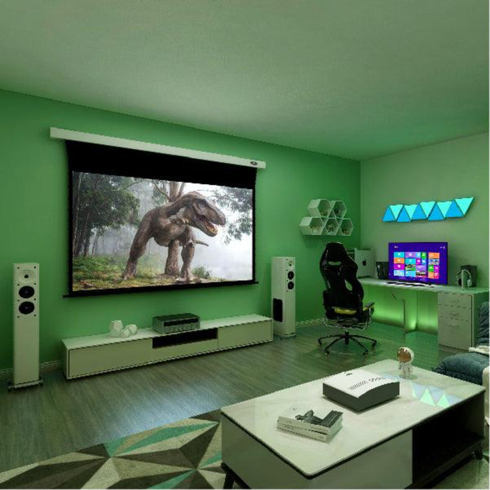 VIVIDSTORM Pearl White Cinema Plus: Motorized Tension Floor Rising Projector Screen