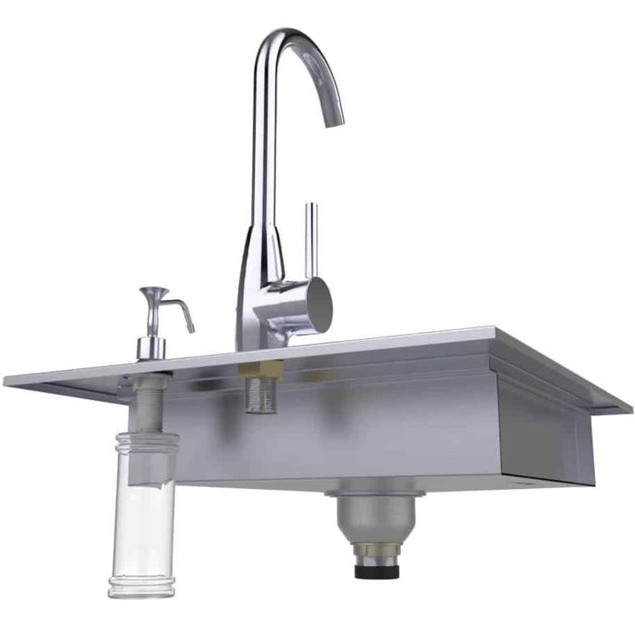 20-inch ADA Compliant Single Sink Supplied with a Cover and a Hot/Cold Faucet